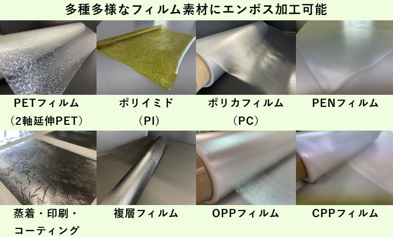 合同樹脂工業がエンボス加工できるフィルム素材の例