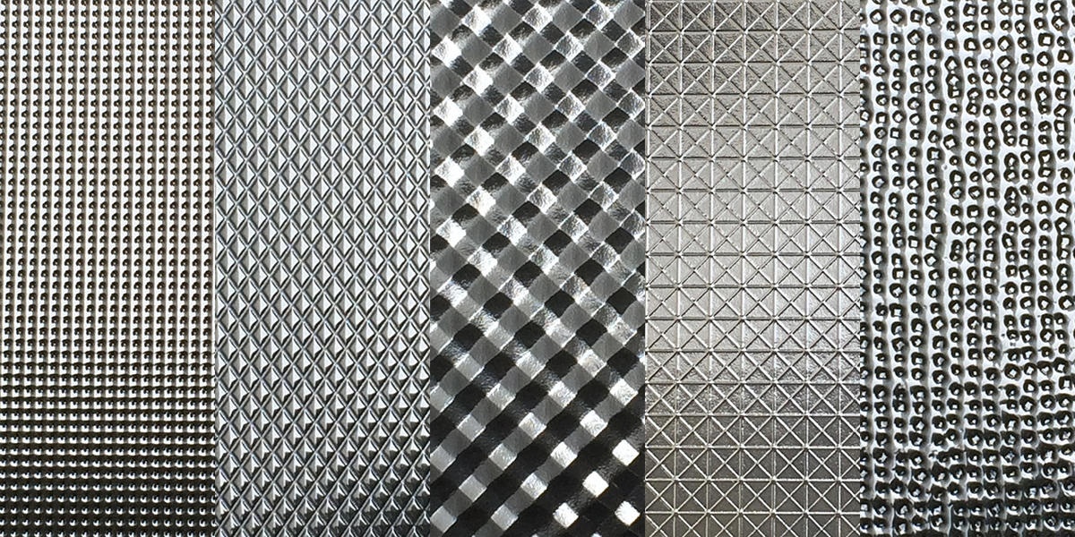 ダイヤ・格子柄のエンボスフィルムのバリュエーション(一部抜粋)